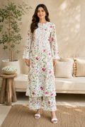 Women's White Floral Chikankari Kurta Pant Set | Handcrafted Lucknowi Embroidery