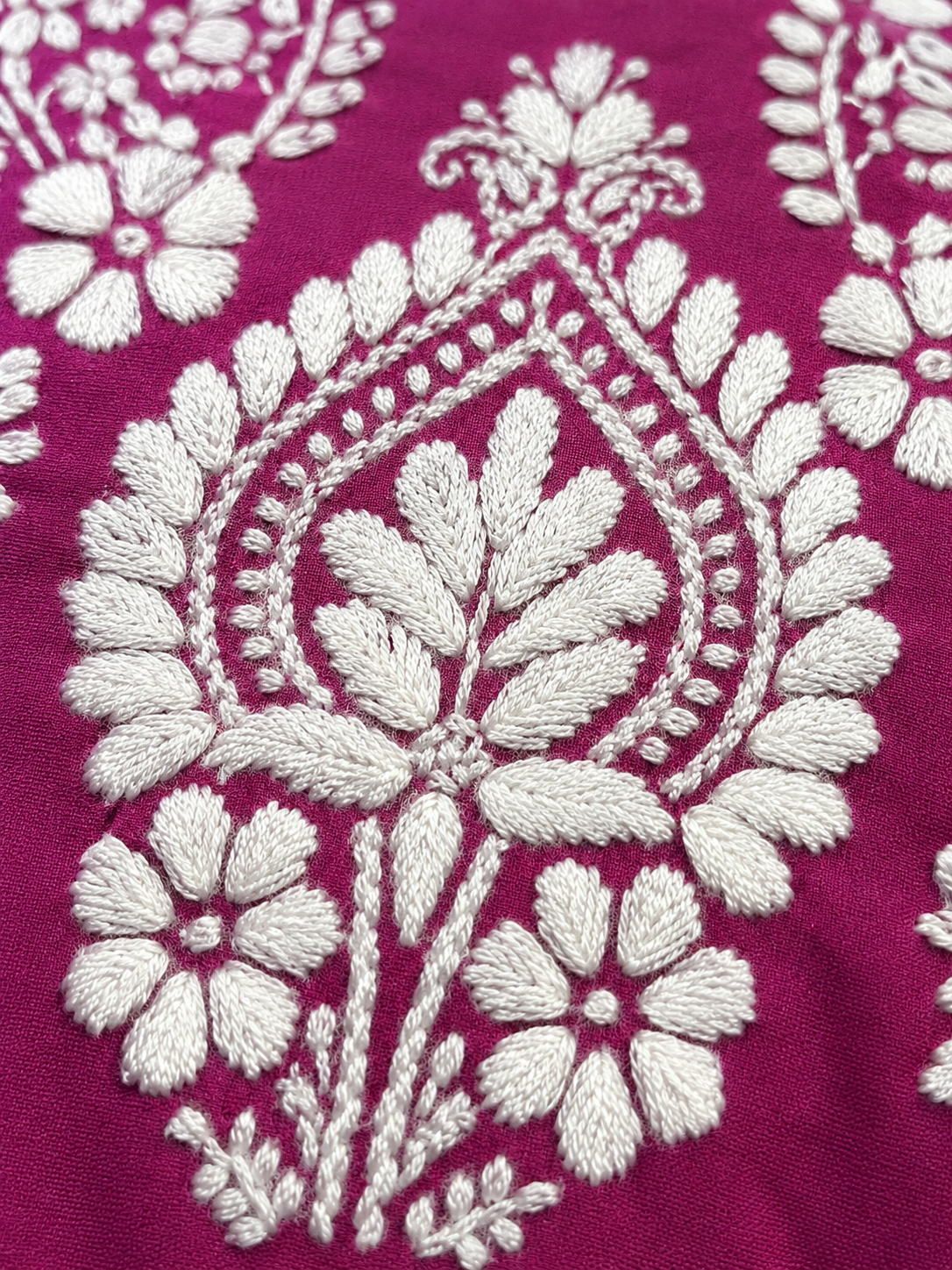 Magenta Pink Cotton Chikankari Kurta for Women